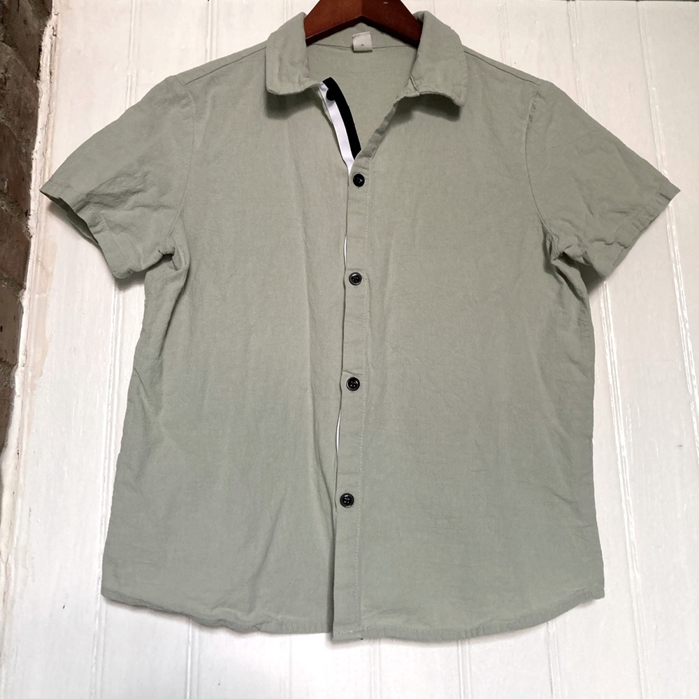*3 for $20* Boys Collared short sleeve shirt, pale green, 100% cotton, sz 13/14.